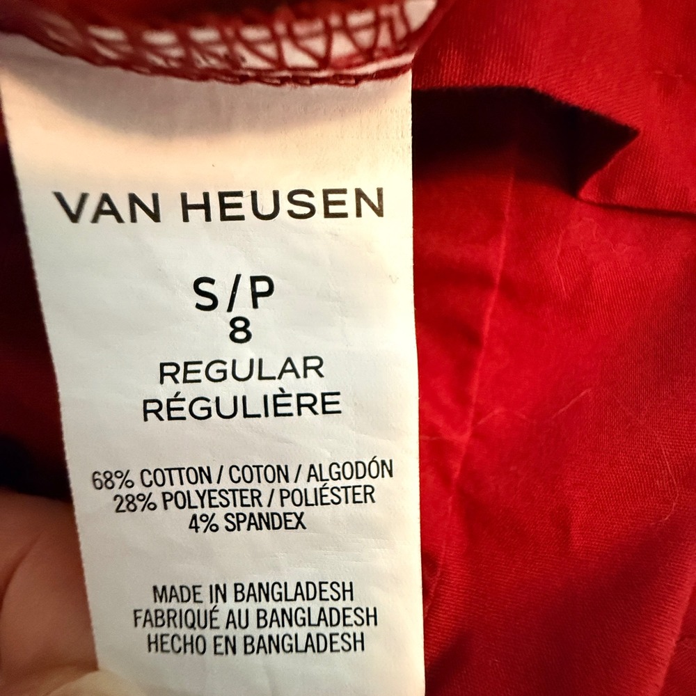 Van‎ Heusen Flex Button Down Shirt Kids Size 8 Red Long Sleeve Stretch Dress - Picture 4 of 5